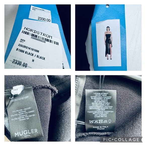 MUGLER Illusion Strapless Crepe De Chine And Tulle Mesh Cut Out Dress Medium - Picture 16 of 17